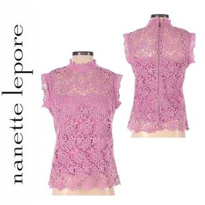 Nanette Lepore Knit Embroidered Top Size Small